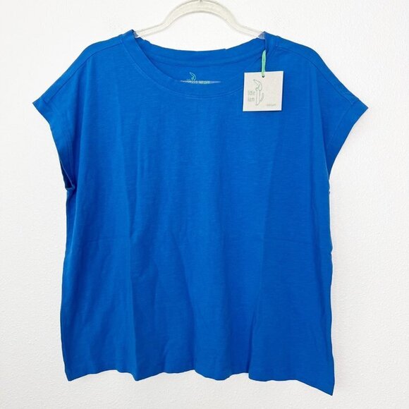 Kate Quinn Little Liam Royal Blue Organic Cotton Short Sleeve Boxy Top Tee - Picture 1 of 6